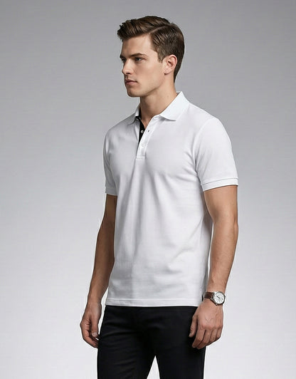 White Polo with Contrast Placket