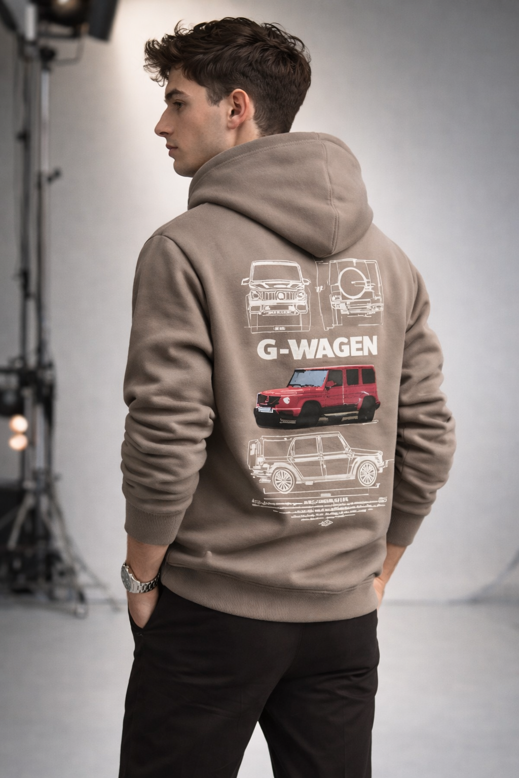 Men’s Urban Graphic Hoodie – Olive Green