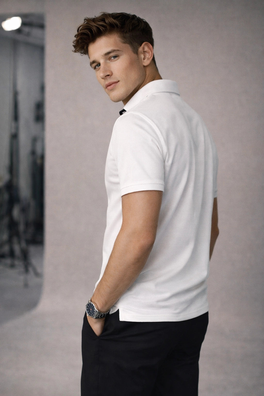 White Polo with Contrast Placket
