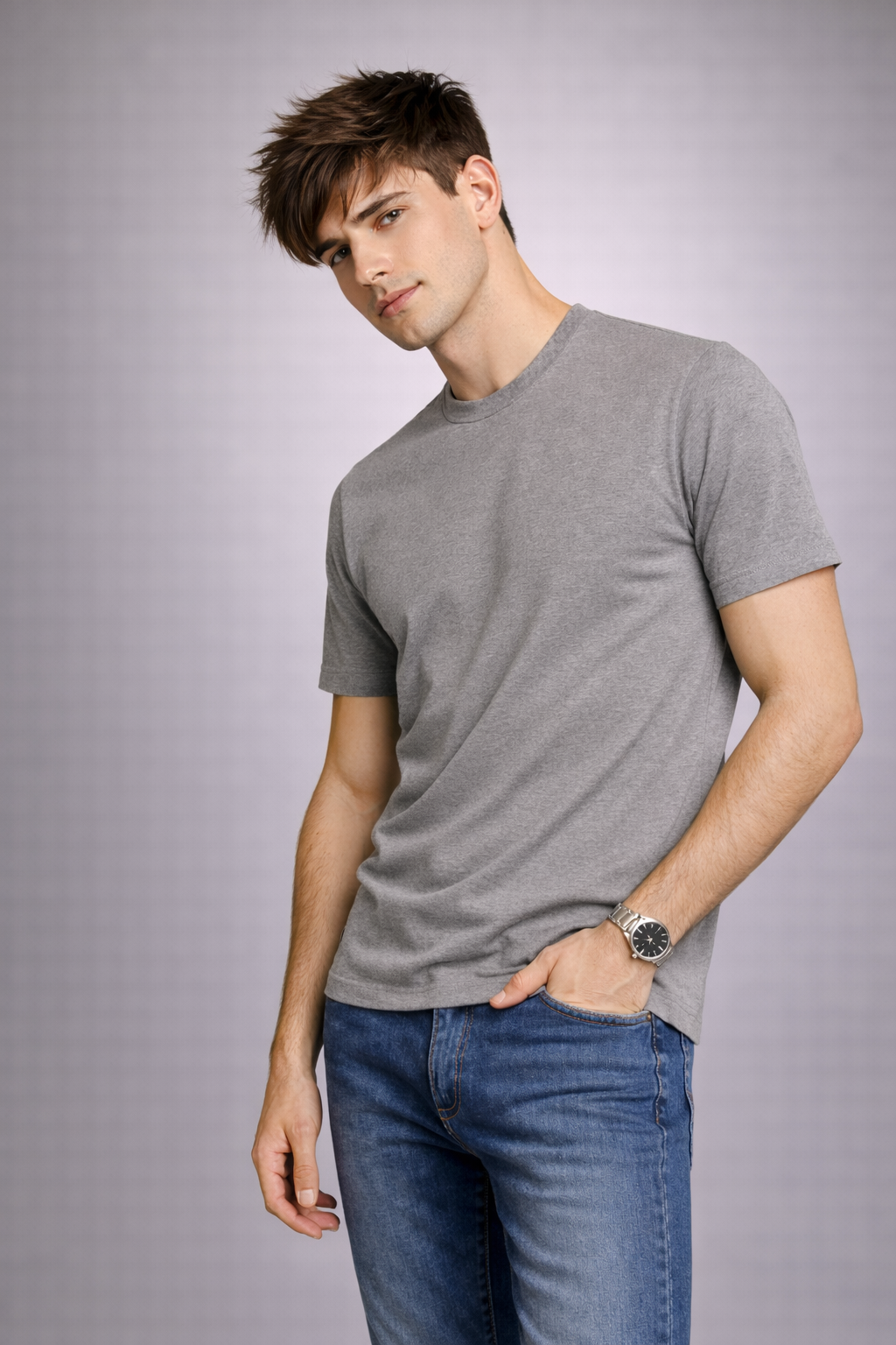 Plain Round Neck GRAY