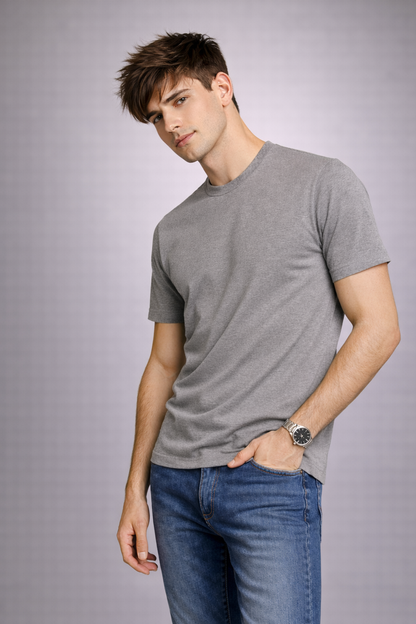 Plain Round Neck GRAY
