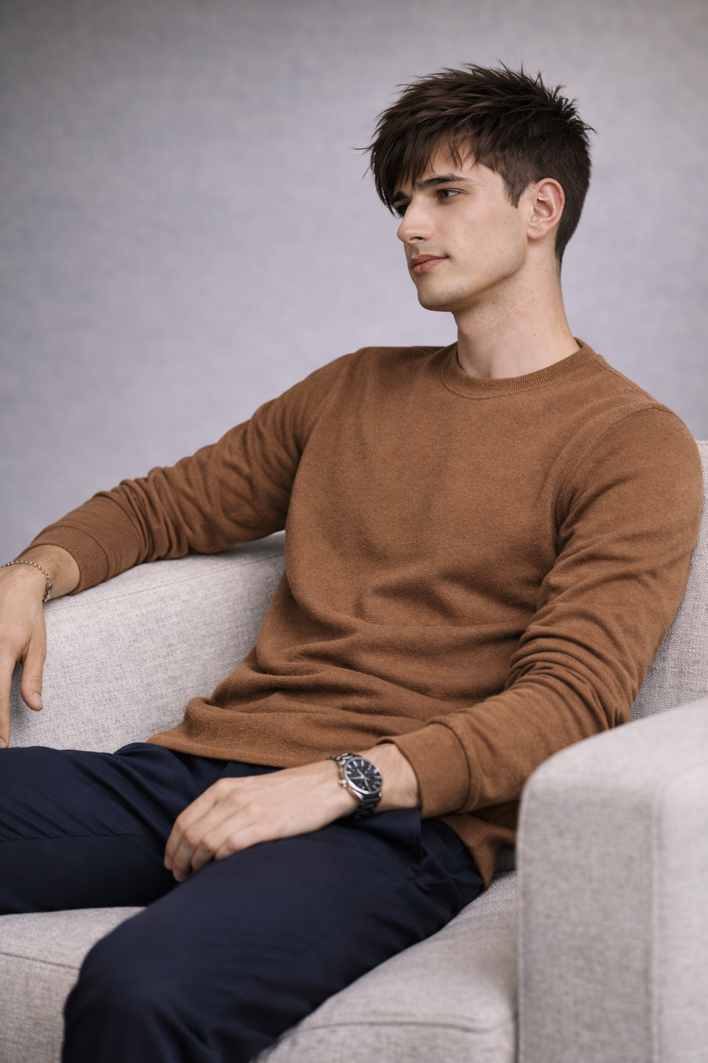 Menâ€™s Cotton Popcorn Lycra Full Sleeves Tee