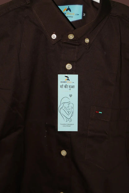 Premium Oxford Shirt with Elbow Patches – Rich Chocolate Brown