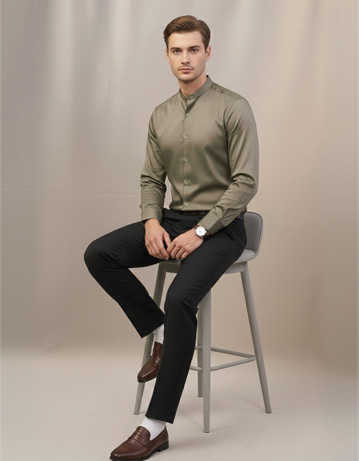 The Modernist Band Collar Shirt.