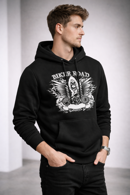 Biker Road Black Hoodie