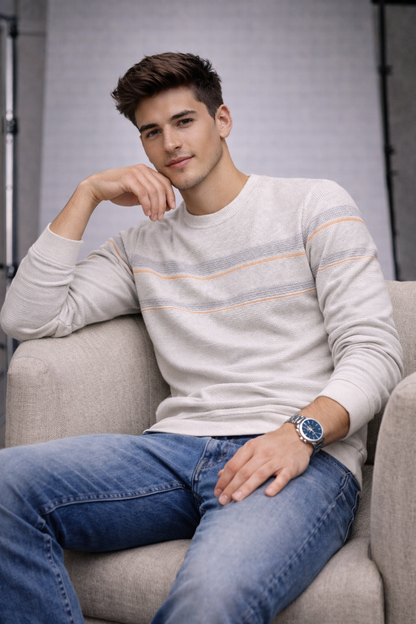 Men’s Premium Knitwear T-Shirt – Light Beige