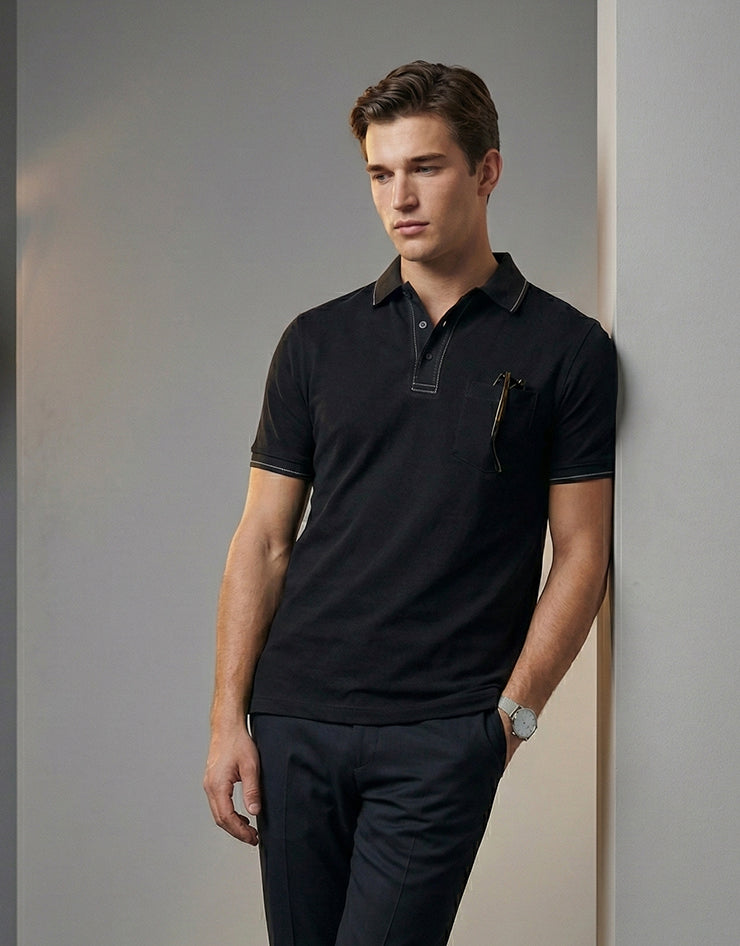 Contrast-Stitch Polo Shirt