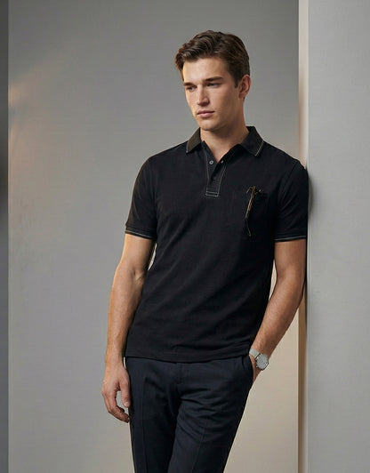 Contrast-Stitch Polo Shirt