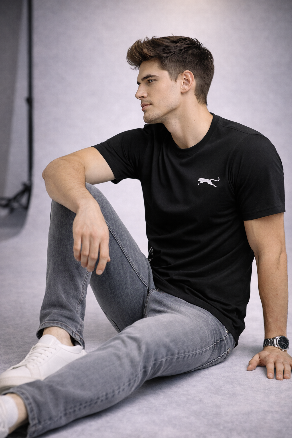 Minimal Panther Logo Premium Cotton T-Shirt