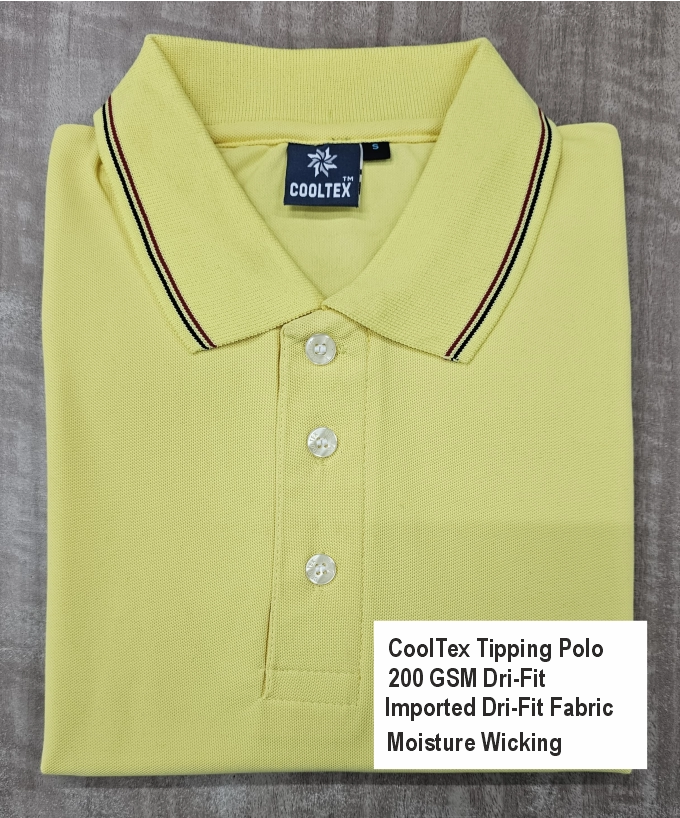 Yellow Polo T-shirts (Cooltex Tipping)