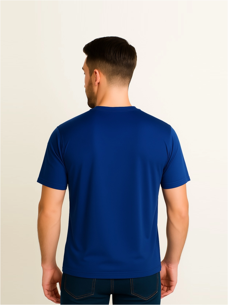 Polyester Nevy Blue Plain T Shirts For Men
