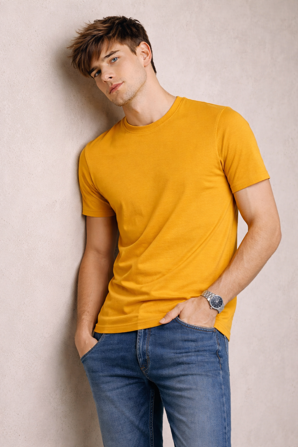 Plain Round Neck Yellow