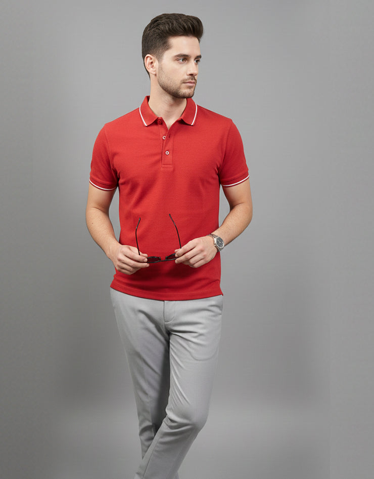 Red Polo T-shirt (Cooltex Tipping)