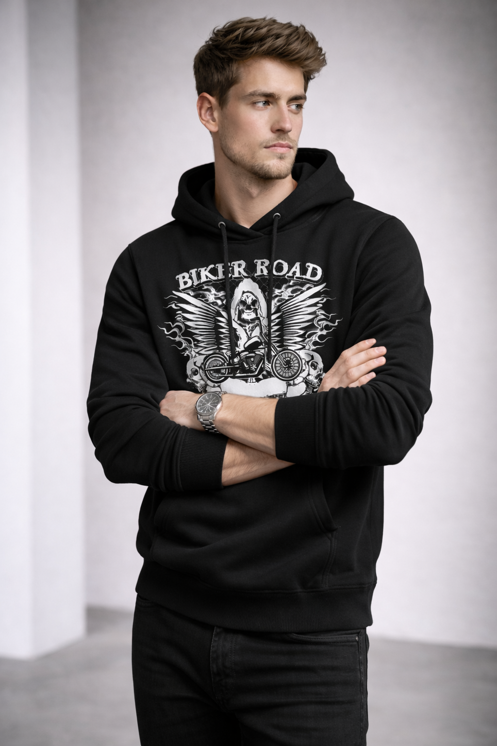 Biker Road Black Hoodie