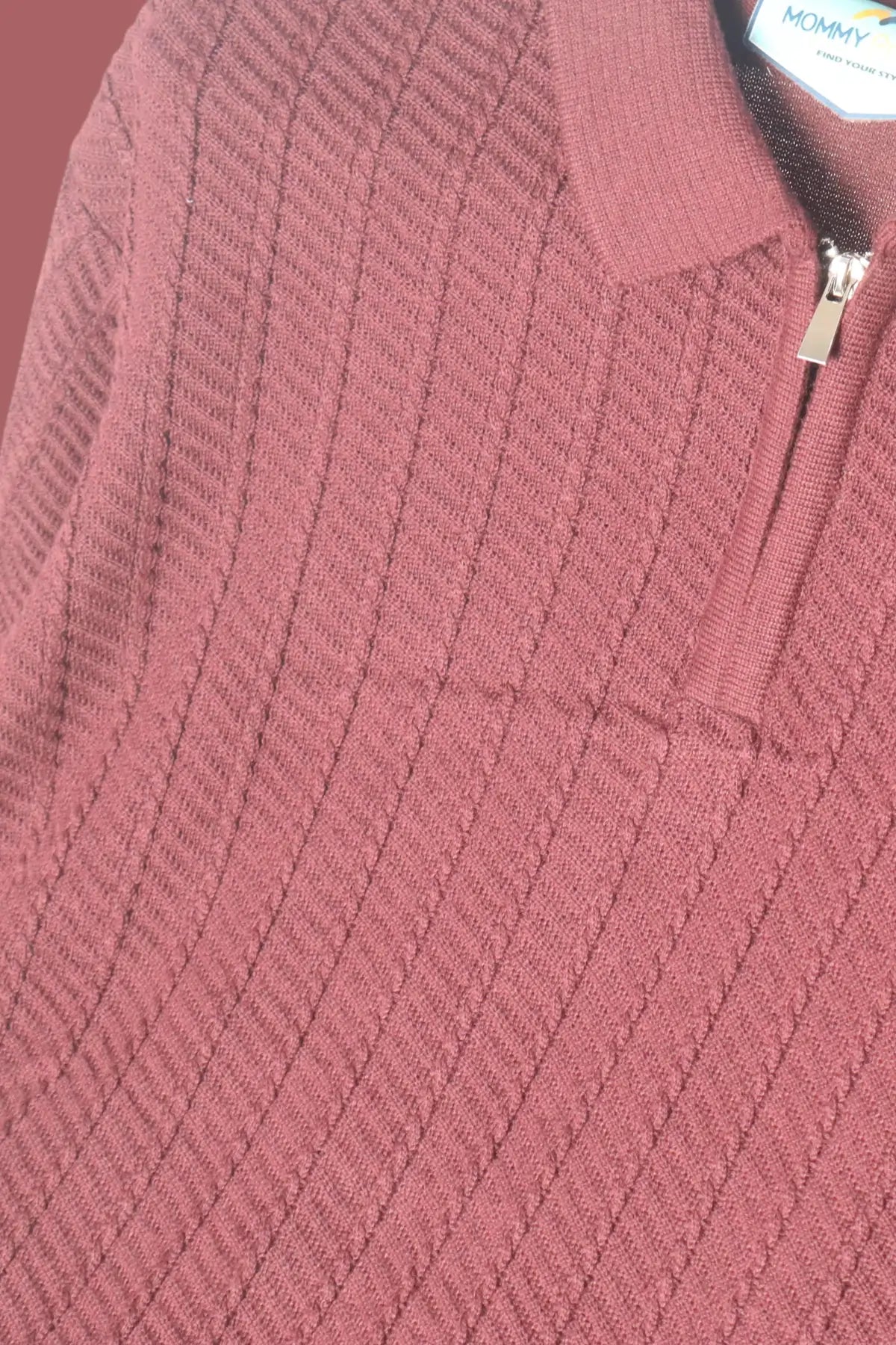 Menâ€™s Textured Zip Polo Knit Shirt