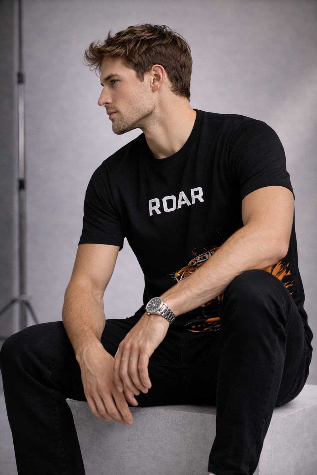 ROAR Tiger Graphic Premium Cotton T-Shirt
