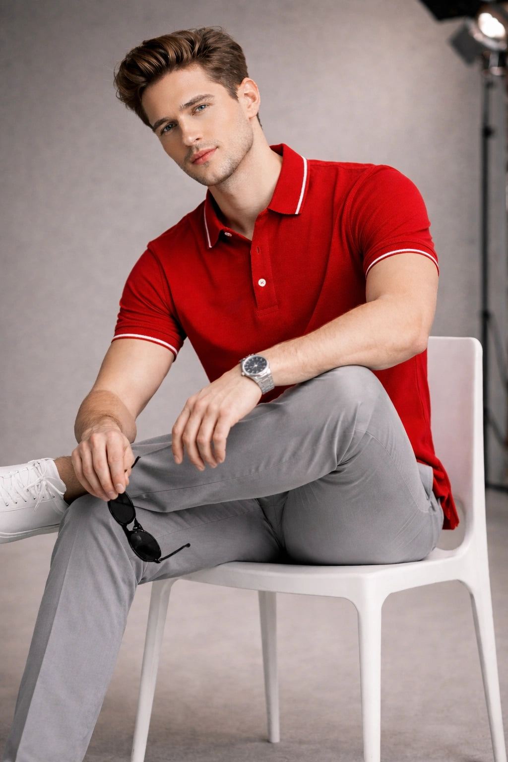 Red Polo T-shirt (Cooltex Tipping)