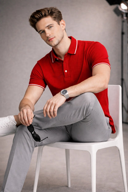 Red Polo T-shirt (Cooltex Tipping)