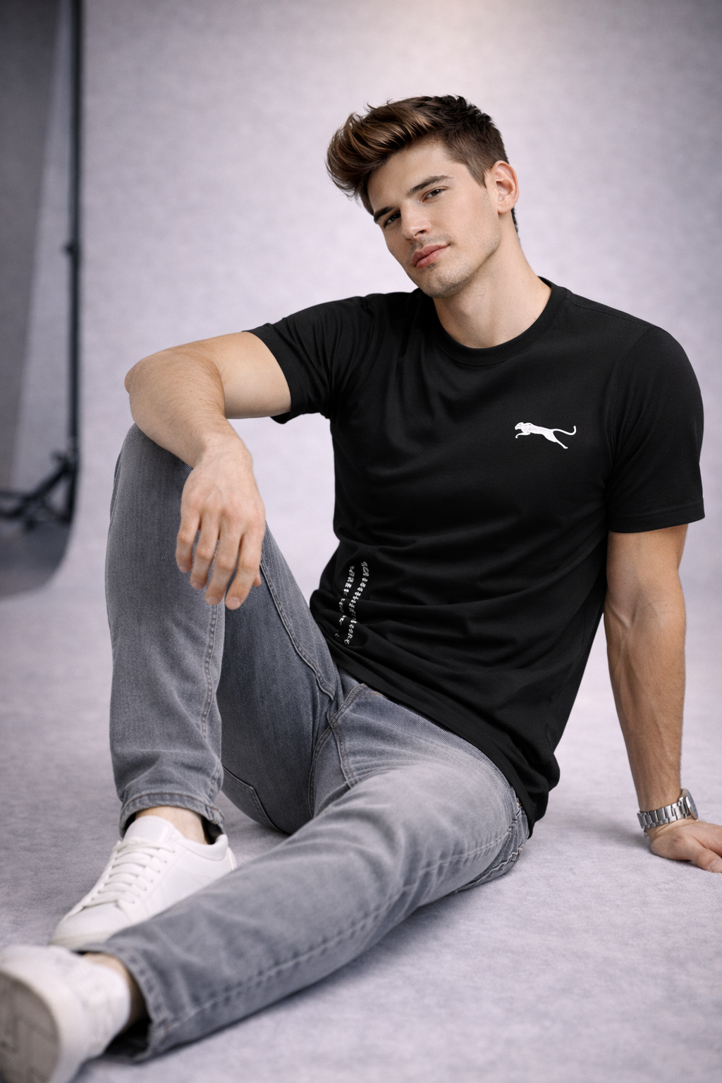 Minimal Panther Logo Premium Cotton T-Shirt