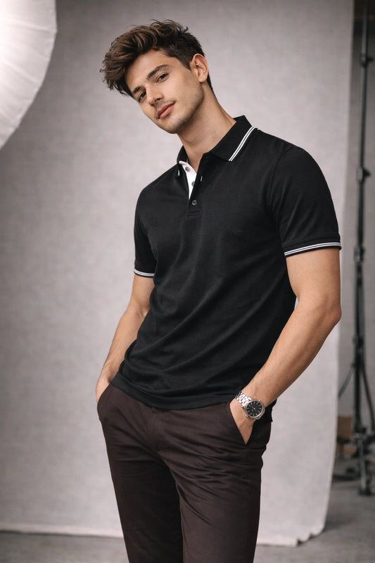 Contrast-Stitch Polo Shirt