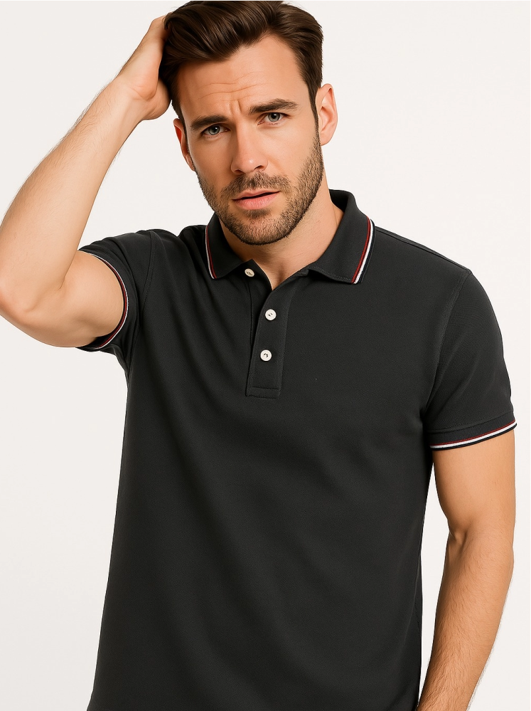 Dark Gray Polo T-shirts (Cooltex Tipping)