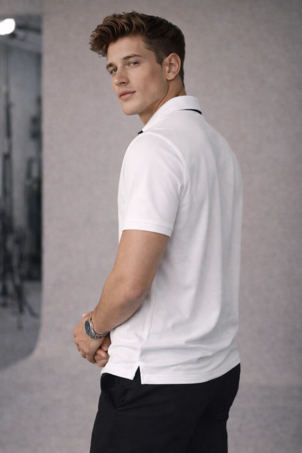 White Polo with Contrast Placket