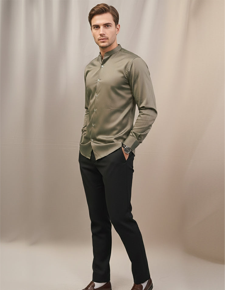 The Modernist Band Collar Shirt.