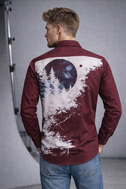 Abstract Print Maroon Shirt