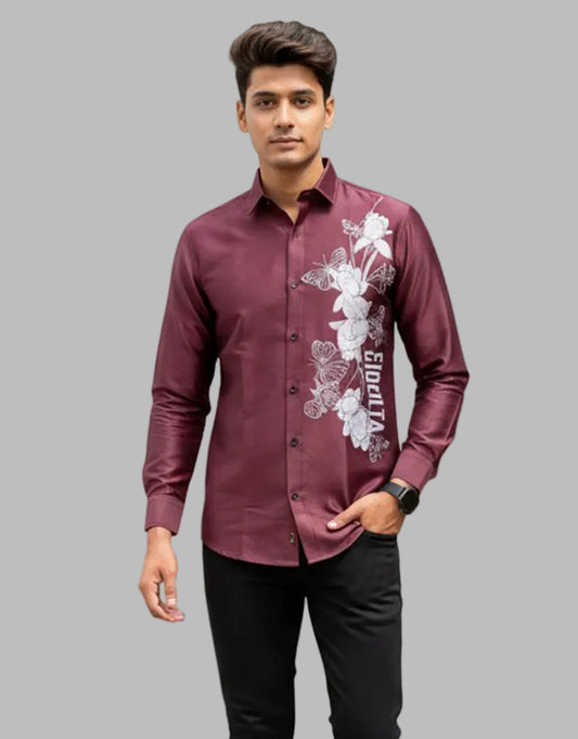 Flowers Red Print Casual Shirts