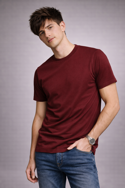 Plain Round Neck Maroon