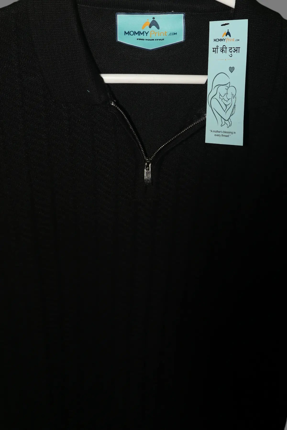 Noir Textured Zip Polo