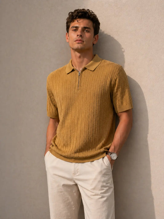 Zip Polo T -Shirt
