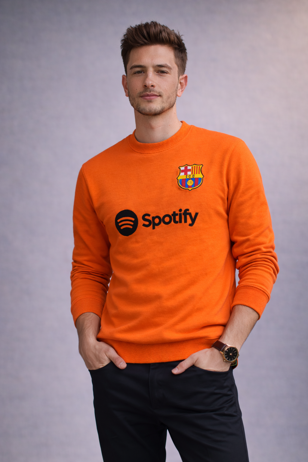 Men’s Premium Orange Crewneck Sweatshirt
