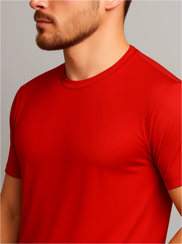 Polyester Red Plain T Shirts For Men