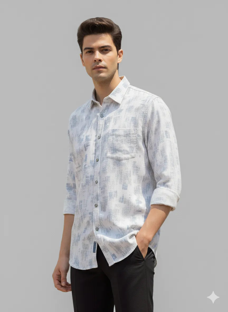Abstract Brushstroke Print Casual Shirt