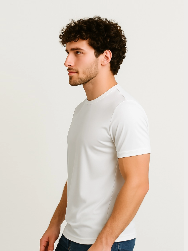 Polyester White Plain T Shirts For Men