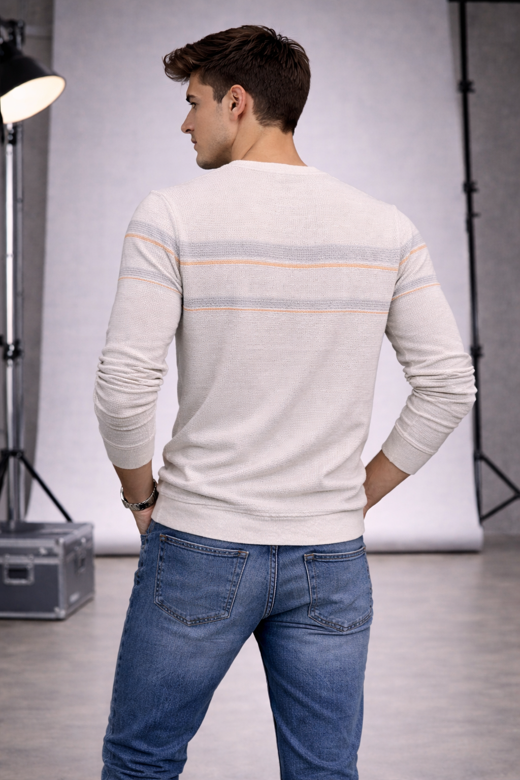 Men’s Premium Knitwear T-Shirt – Light Beige