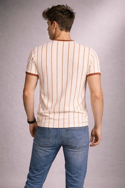 Men’s Slim-Fit Vertical Striped Knit T-Shirt