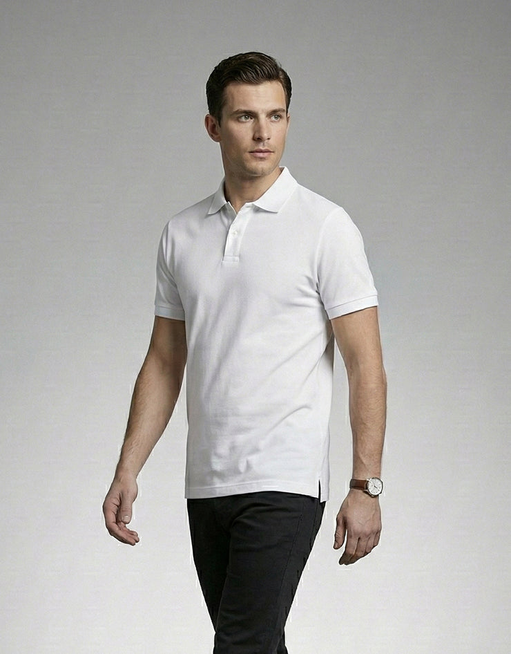 White Polo with Contrast Placket