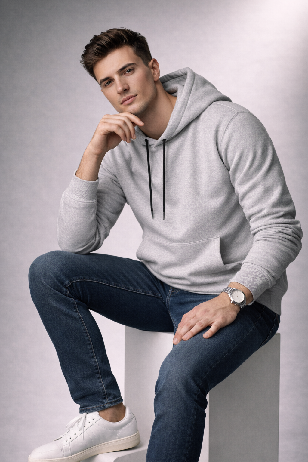 Plain Light Grey Hoodies