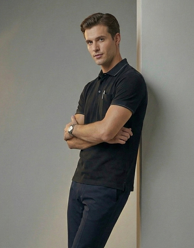 Contrast-Stitch Polo Shirt