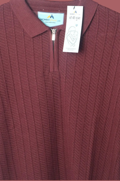 Menâ€™s Textured Zip Polo Knit Shirt