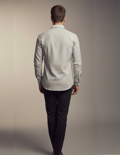 Grey Textured Stripe Shirt