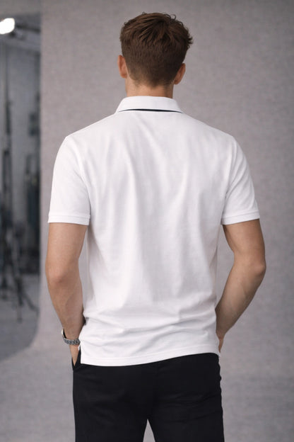 White Polo with Contrast Placket