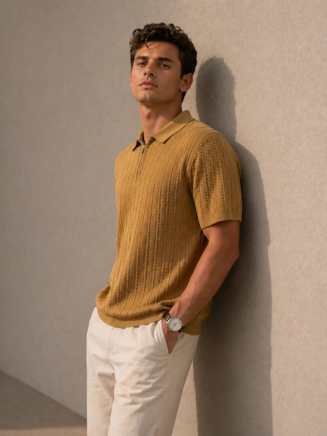 Zip Polo T -Shirt