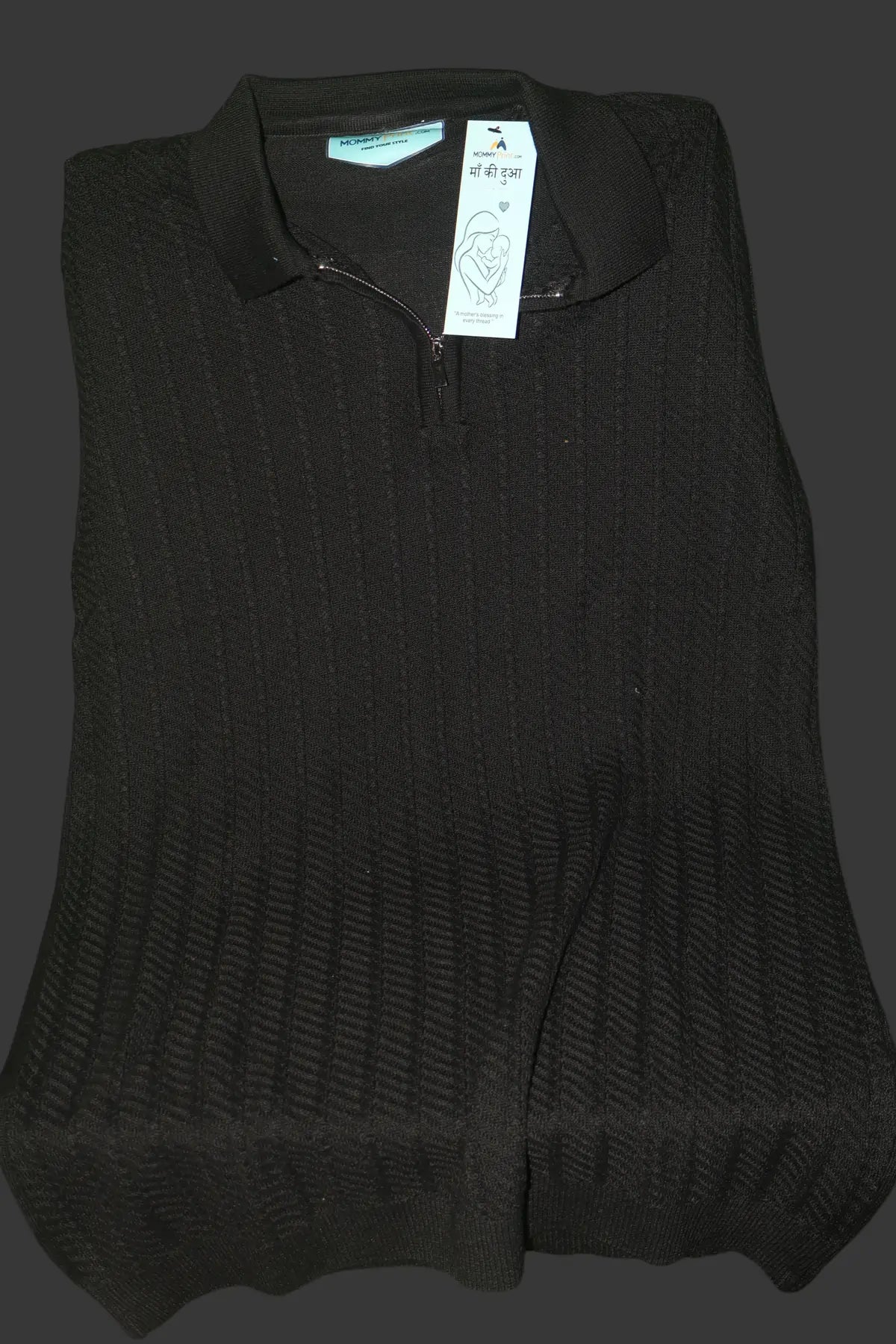 Noir Textured Zip Polo