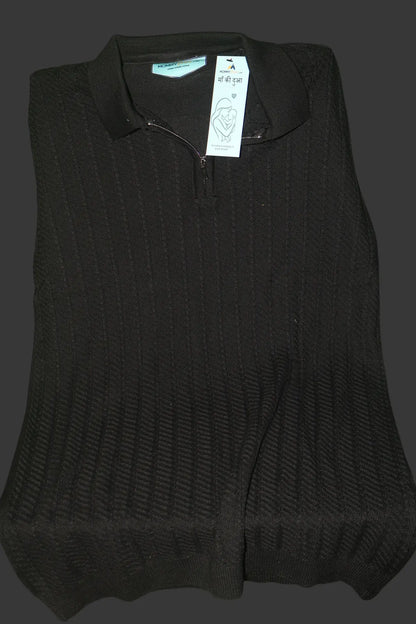 Noir Textured Zip Polo