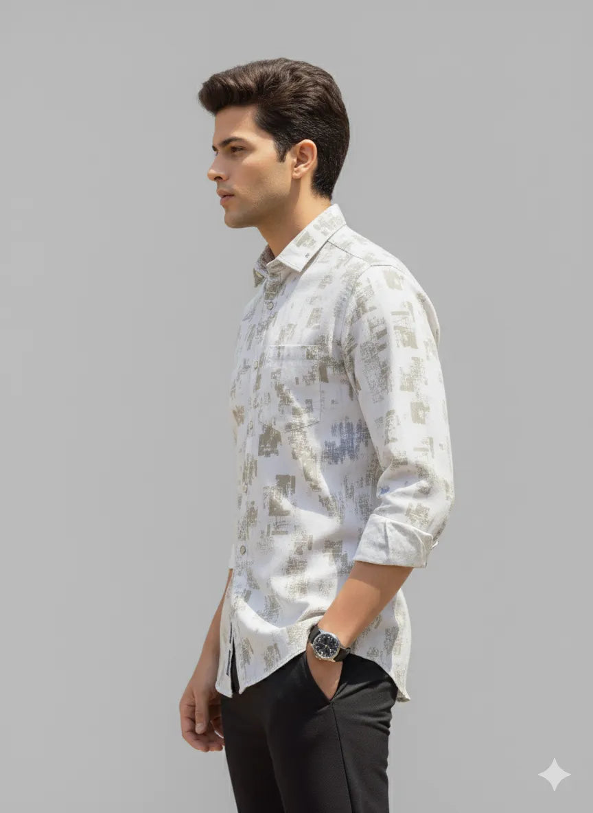 Abstract Block Print Casual Shirt