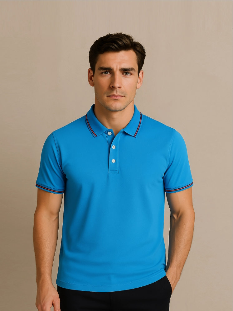 Sky Blue Polo T-shirts (Cooltex Tipping)