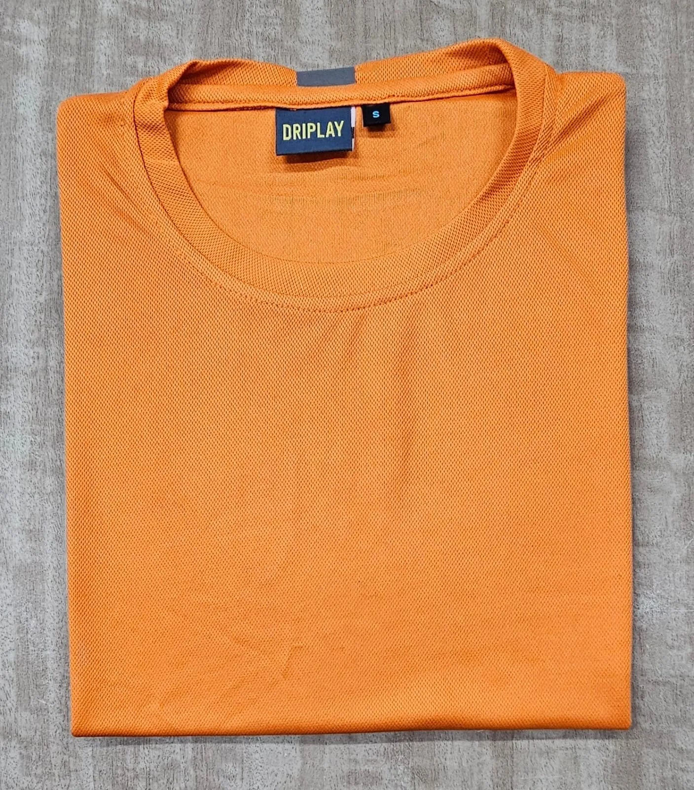 Polyester Dark Orange Plain T Shirts For Men